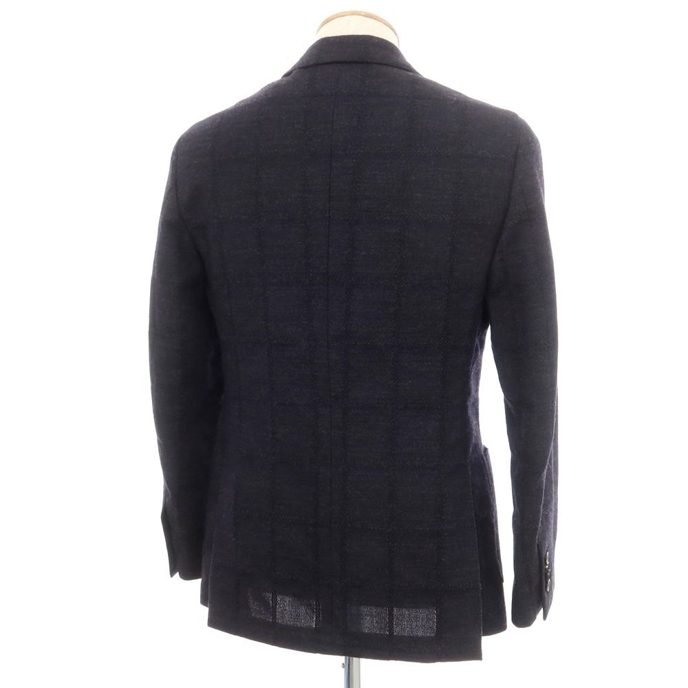 LARDINI ネイビー ブラック チェック テーラードジャケット LARDINI