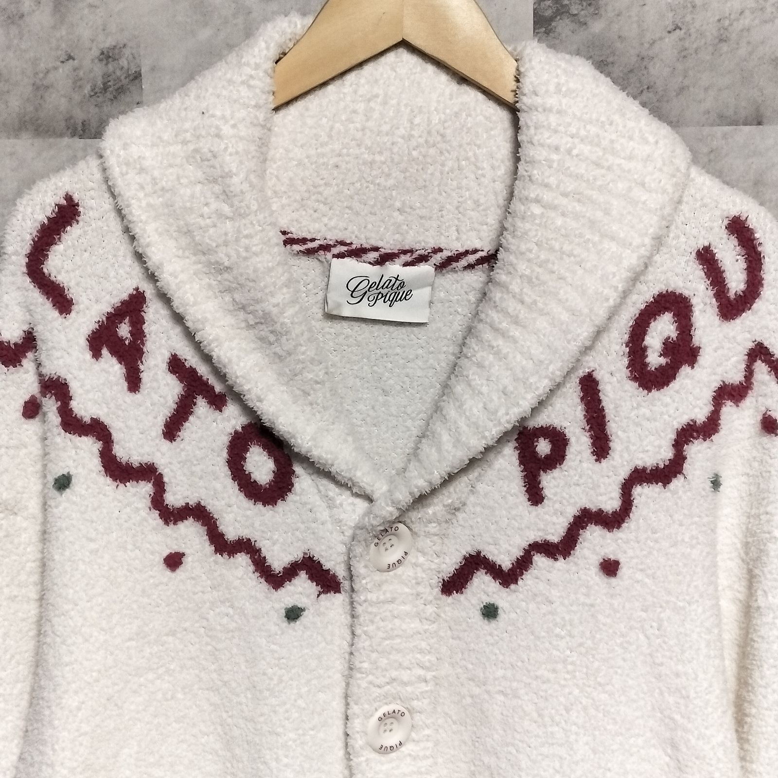 ♥品 GELATO PIQUE HOLIDAY ノルディック ショールカラー カーディガン S−Mサイズ クマ タグ付き