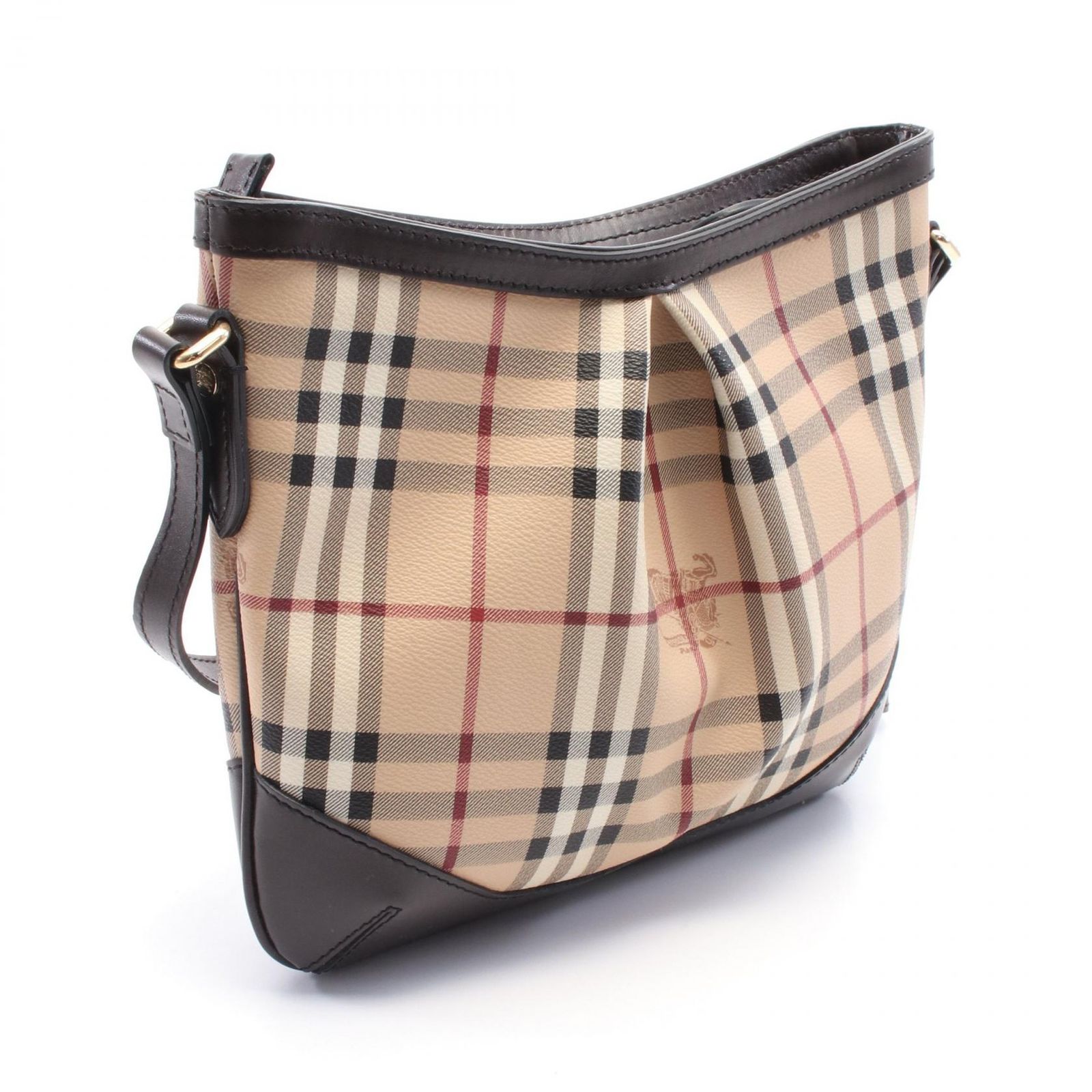 Burberry バーバリー ショルダーバッグ ポシェット ノバチェック PVC BURBERRY ショルダーバッグ ノバチェック PVC レザー ブラウン