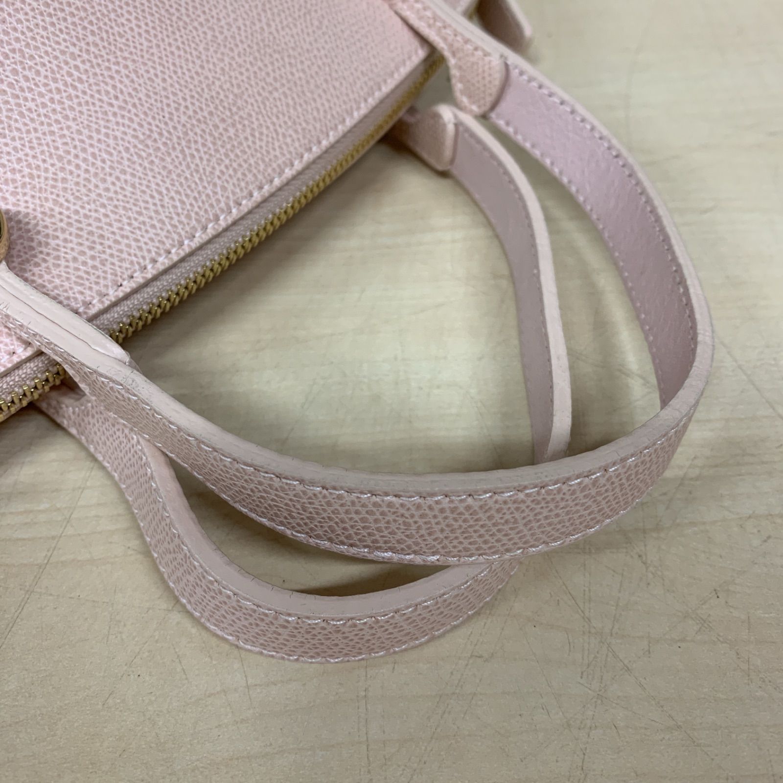 63 良品 FURLA フルラ パイパー ハンドバッグ レザー ピンク 