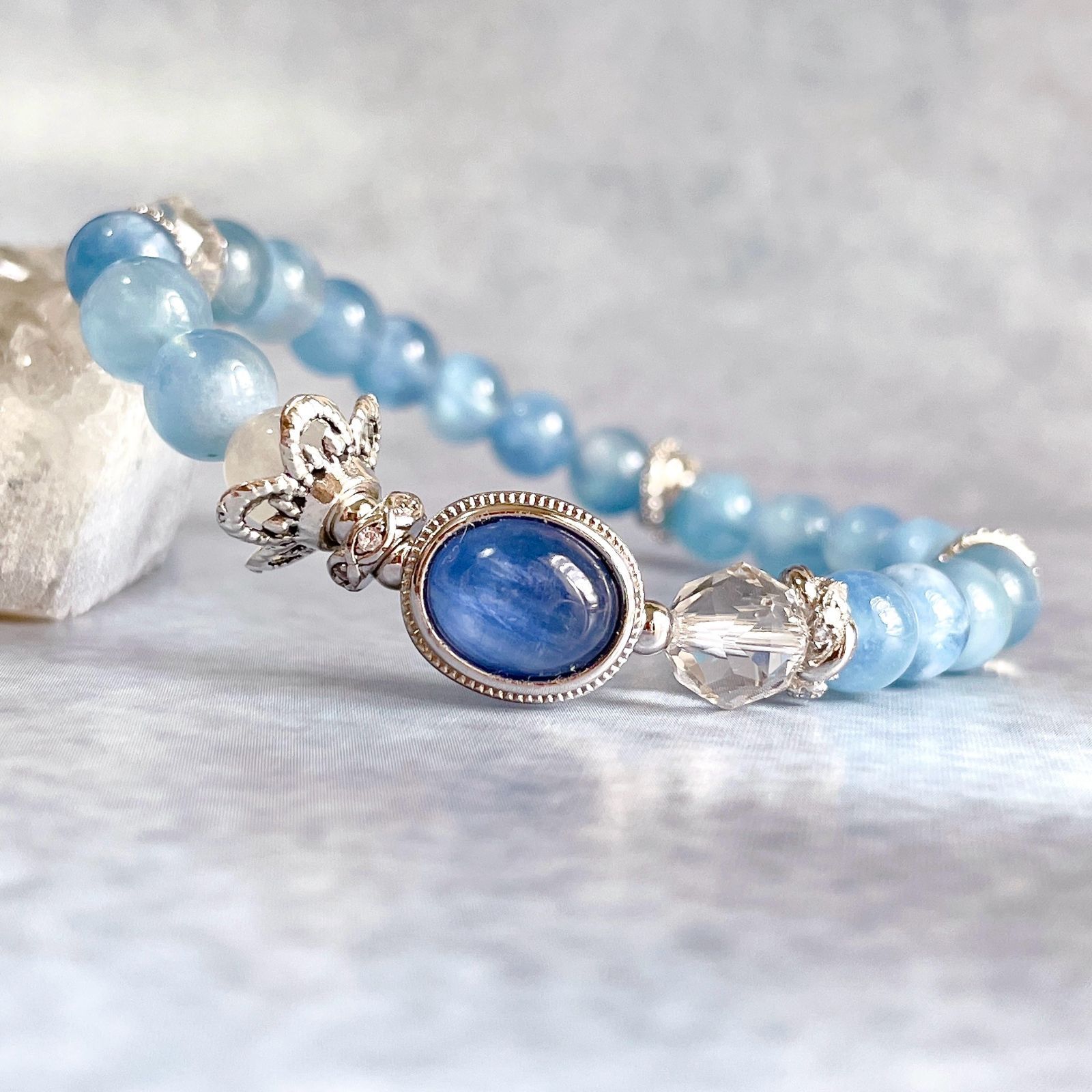 ☆展☆Sound of Ocean ˚✩* カイヤナイト アクアマリン 天然水晶