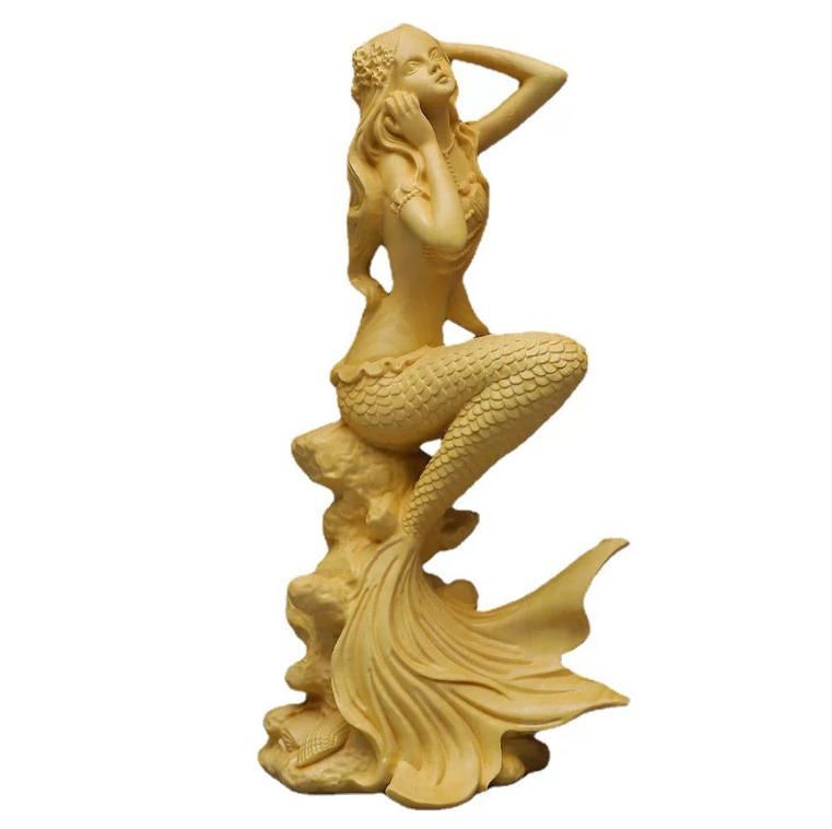 人気 黄楊木彫り人魚姫置物実木彫刻 WWW_IMPECCABLEHEALTHCARESERVICES_COM