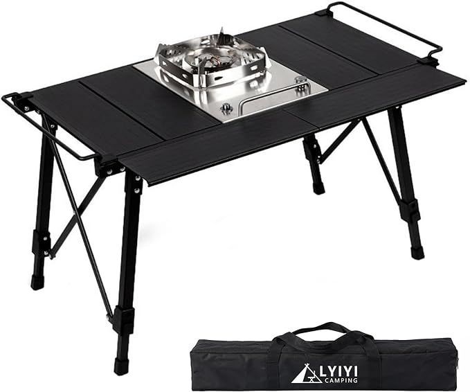 【在庫処分】LYIYI IGTテーブル アウトドアテーブル 折りたたみ キャンプテーブル 高さ無段階調節 頑丈アルミ合金 6枚パネルテーブル 焚き火テーブル マルチキッチンテーブル バーベキュー 