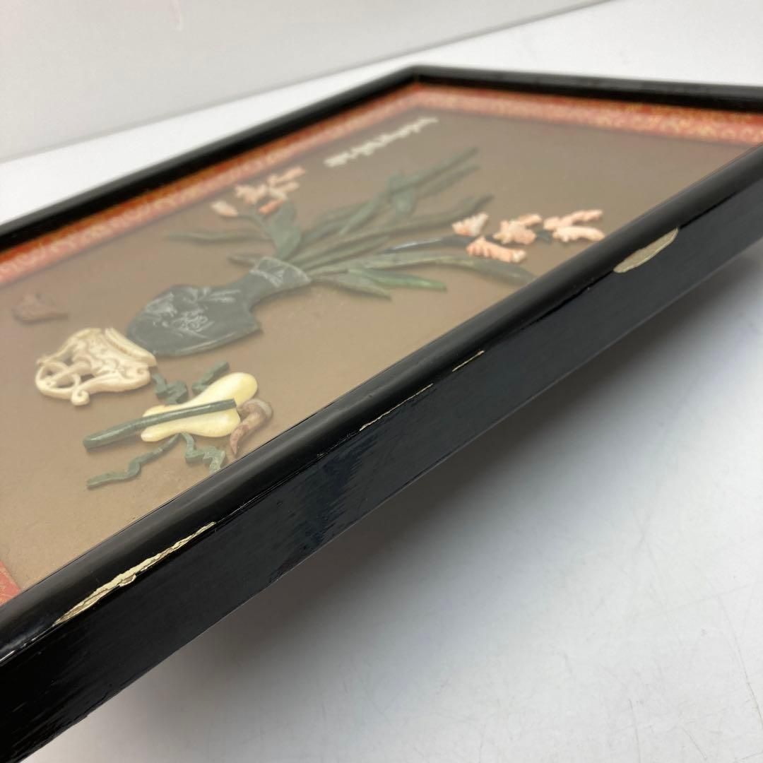 本珊瑚　翡翠　花図　額　タサチ　東さ6-0325① 本珊瑚 翡翠 花図 額 タサチ 東さ6-0325① - メルカリ