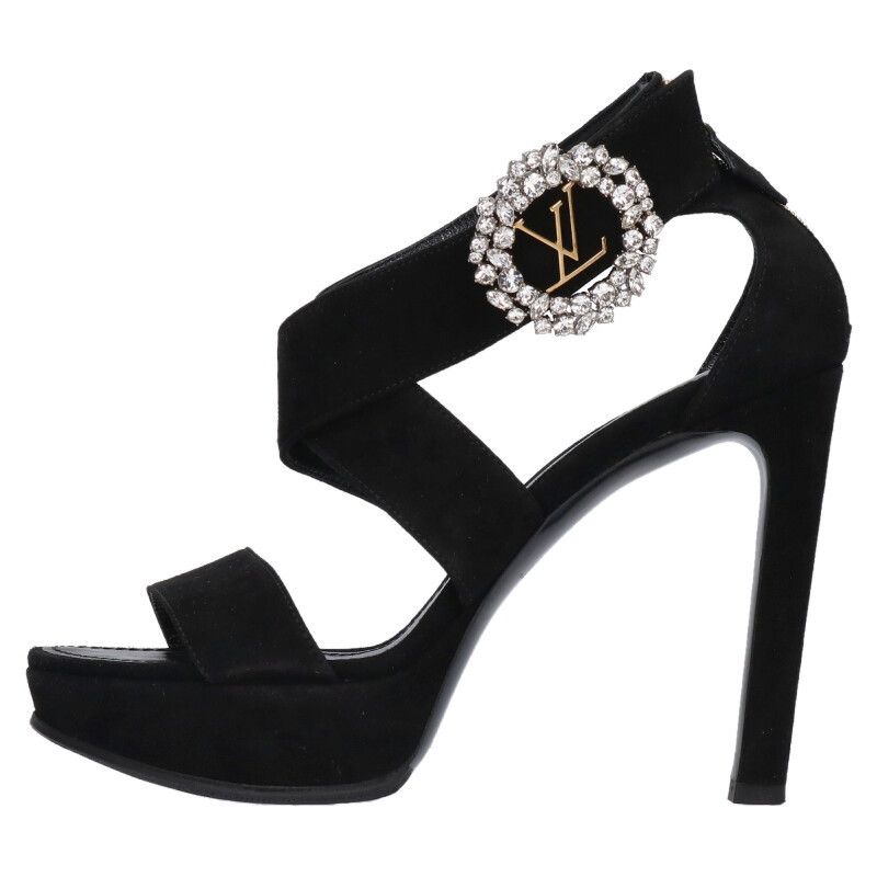ライン LVビジュー装飾スエードサンダル