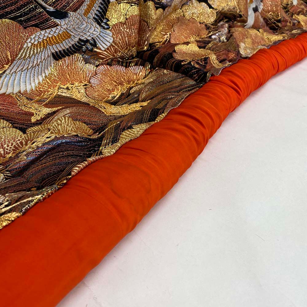 色打掛 正絹 鶴 刺繍 金 黒 打掛 Mサイズ 裄66.5 花嫁衣裳 婚礼  