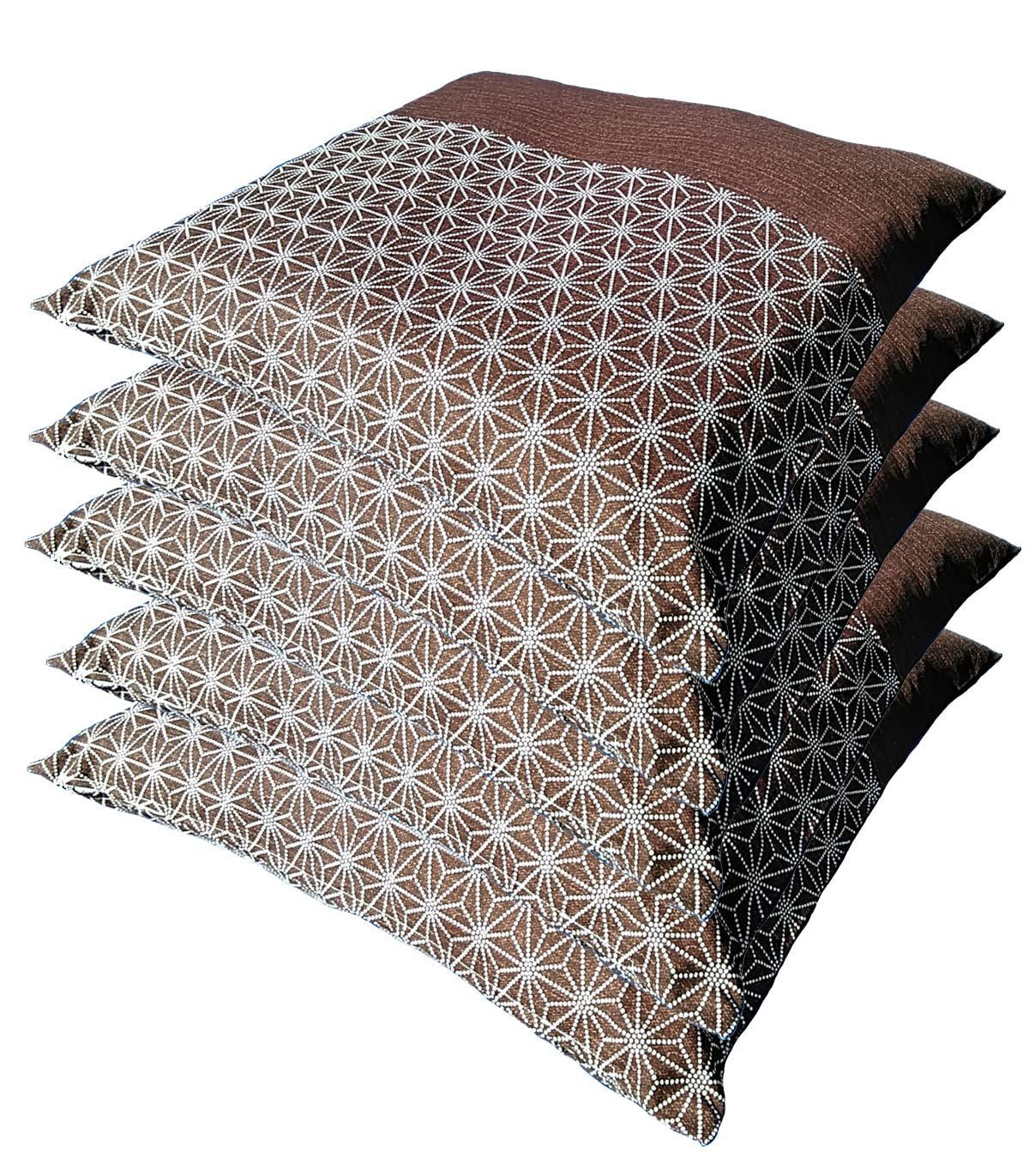 西川 近江ちぢみ 麻混 座布団カバー 5枚セット 日本製 55×59 西川 近江