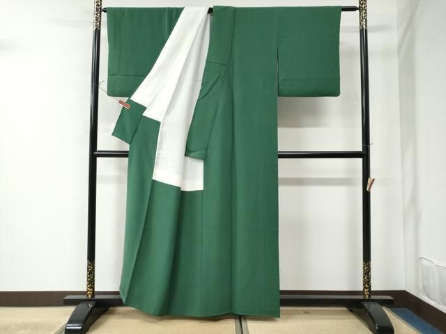 平和屋着物●上質な色無地　草葉地紋　錆鉄御納戸色　　正絹　逸品　BAAU3598hj 平和屋着物○上質な色無地 草葉地紋 錆鉄御納戸色 正絹 逸品 BAAU3598hj