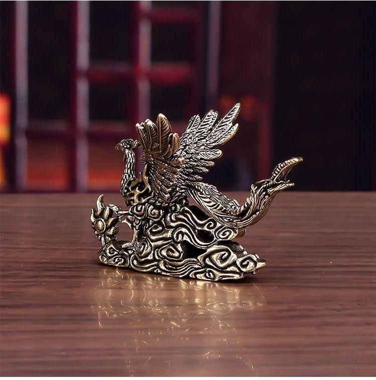 銅 細工 鳳凰呈祥 展翅鳳凰 マスコット 茶道茶寵 装飾品 工芸品