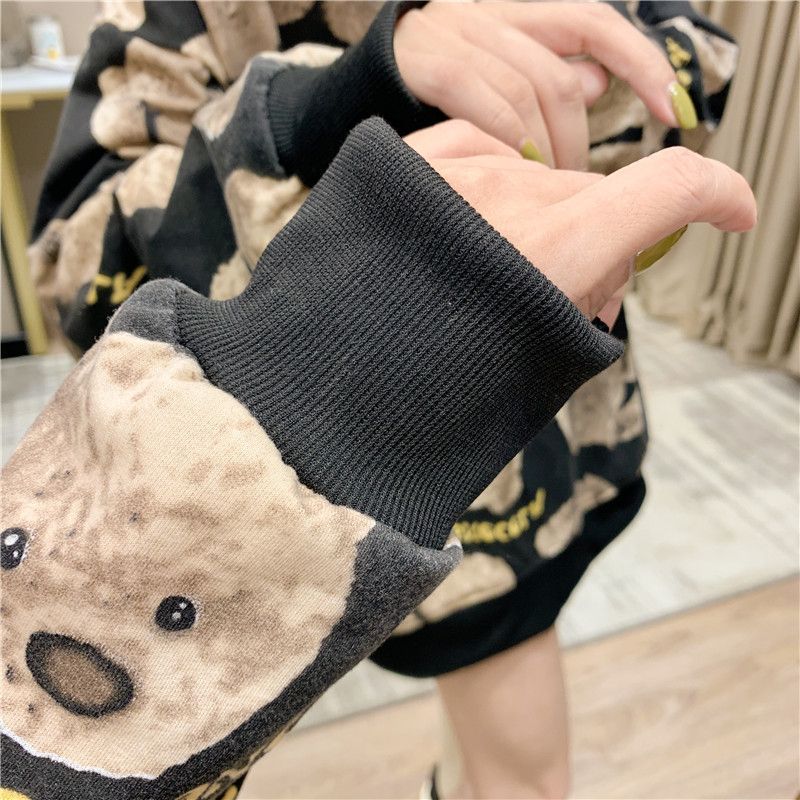 [2022]秋服 クマ 総柄 トレーナー レディース 韓国 闇かわいい 量産 超新 クマ 総柄 トレーナー レディース 韓国 闇かわいい 量産型