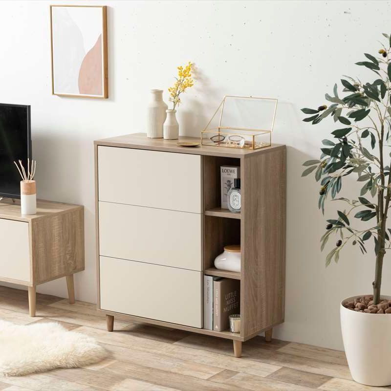 棚付き チェスト 幅73cm 収納家具 リビング収納 キャビネット ラック おしゃれ 姫系 MARWIL-DEMENAGEMENTS_CH