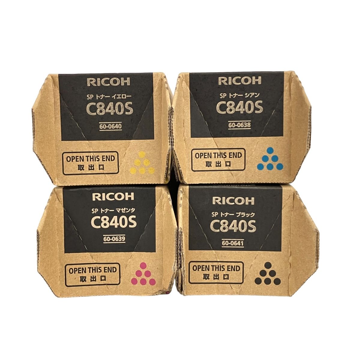 RICOH リコー SP C840S 60-0638 / 60-0639 / 60-0640 / 60-0641 トナー ブラック シアン マゼンダ  イエロー 4本セット 未使用 K9082165 - メルカリ