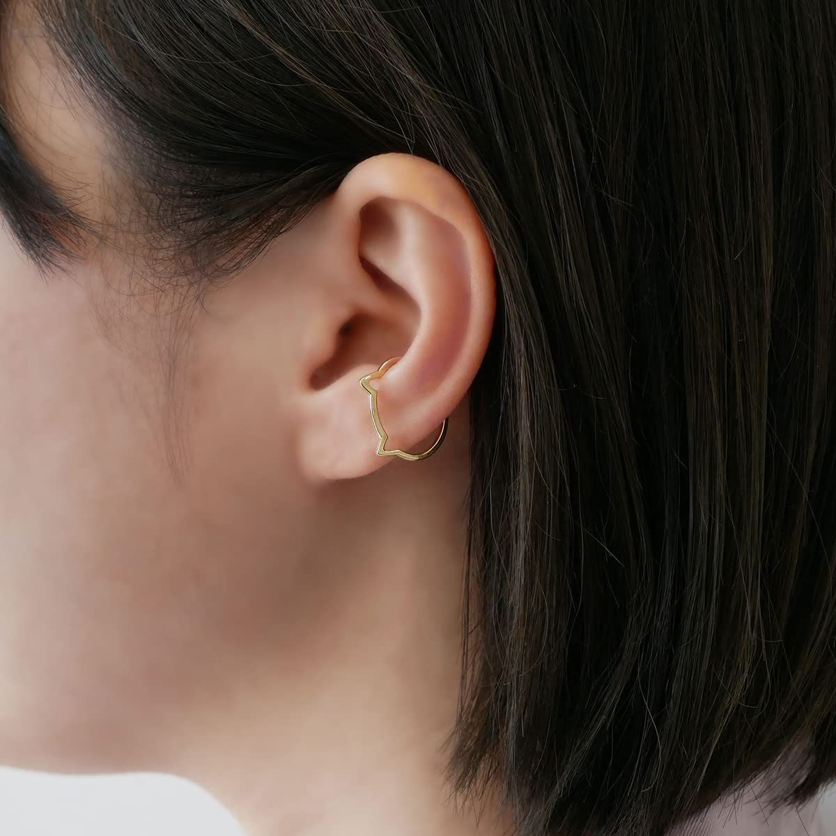 K10イエローゴールド ネコイヤーカフ