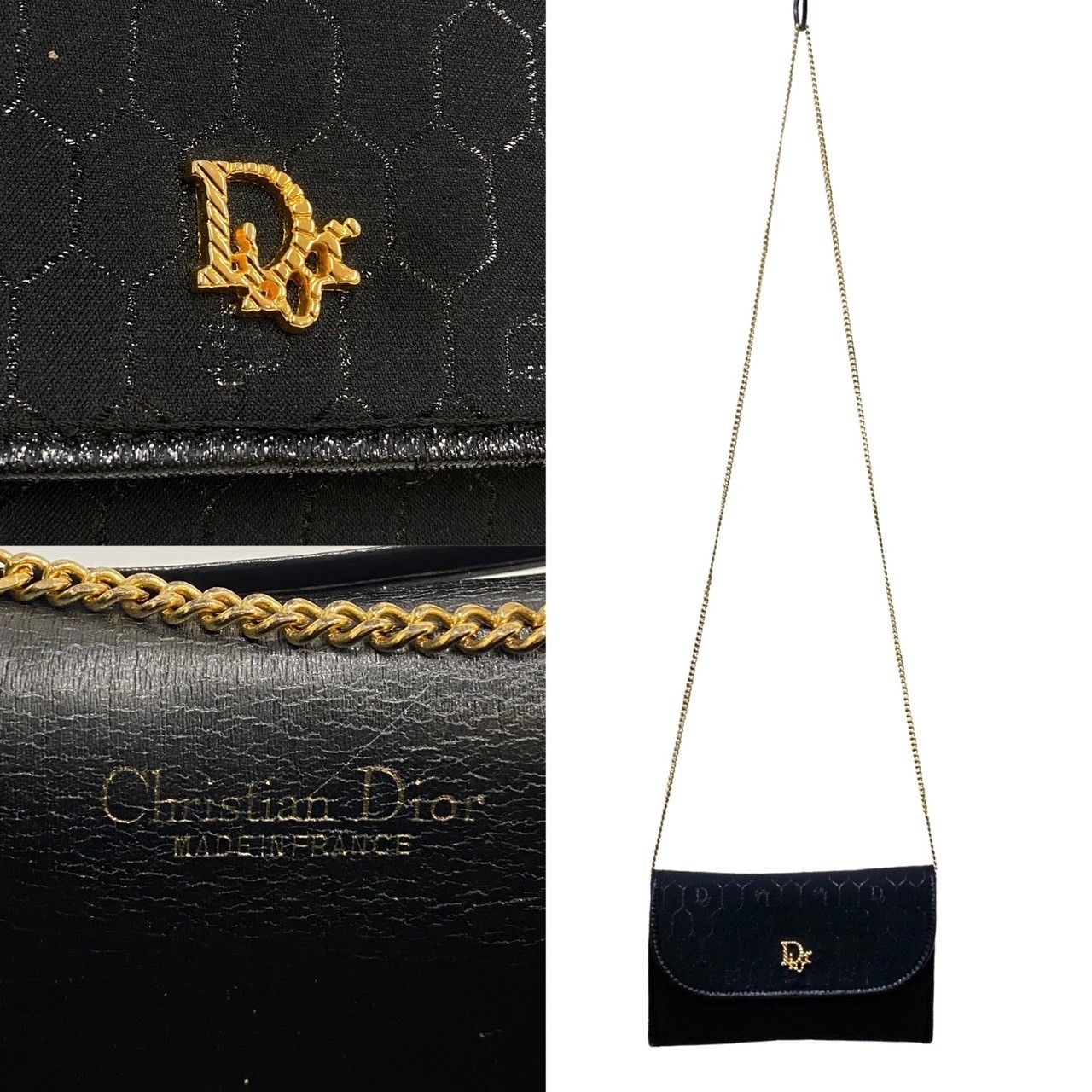 極 美品 箱付 Christian Dior ディオール ハニカム 柄 レザー 本革
