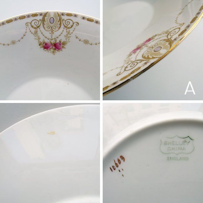 アンティーク 食器 プレート 大皿 Shelley シェリー ガーランド模様 一