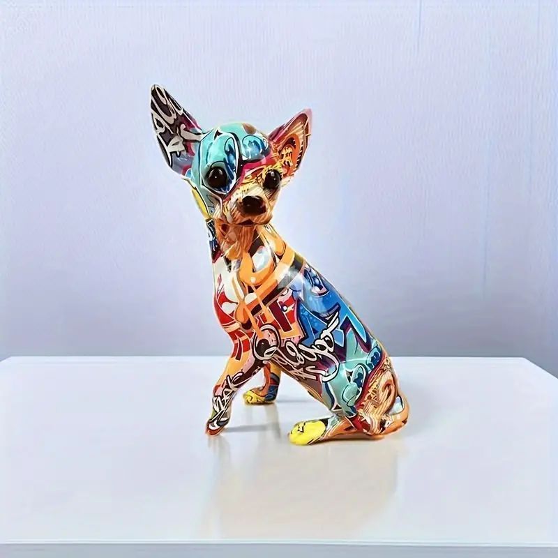 カラフルドッグフィギュア チワワ ストリートアート ドール