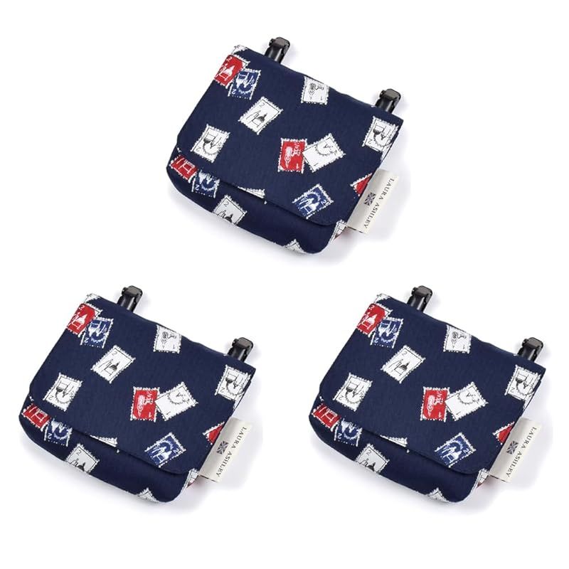LAURA ASHLEY|COLORFUL CANDY STYLE ラージタイプ 移動ポケット 付けポケット Stamps Navy 3枚セット おしゃれ 子供用 付けポケット 子供 移動ポケット ポケットポーチ ハンカチ ティッシュ ウエストポーチ 1