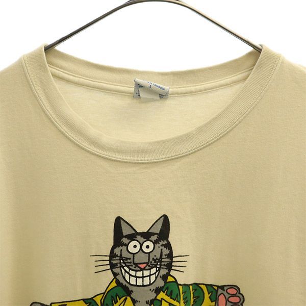 クレイジーシャツ プリント 半袖 Tシャツ L ベージュ Crazy shirts クルーネック メンズ 【中古】  【230511】 メール便可