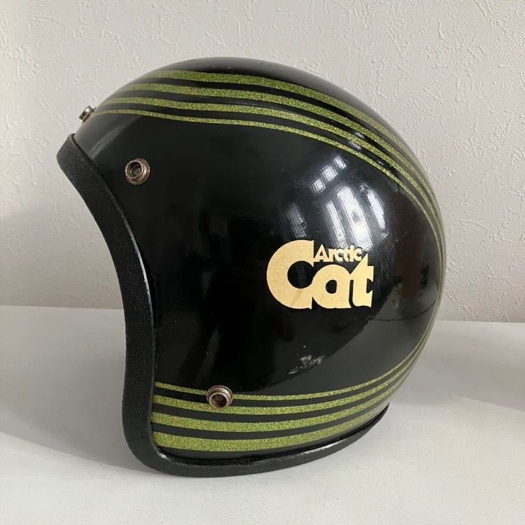 arctic cat 70年代　ビンテージヘルメット 送料無料 シールド付 ARCTIC CAT BLACK × GREEN 60cm/黒ブラック
