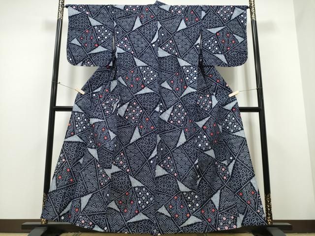 平和屋着物∴夏物 浴衣 有松鳴海絞り 切嵌吉祥花文 綿 ♥ CAAY4492ng