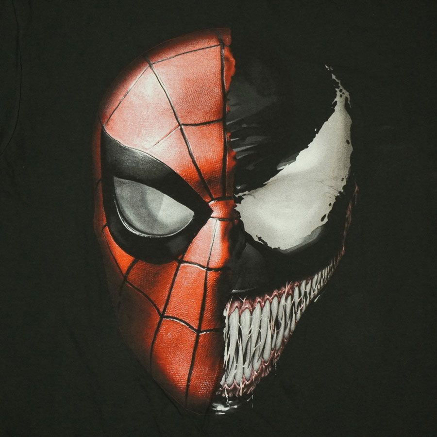 新品 メンズ レディース Tシャツ SPIDER-MAN × VENOM SPLIT FACE
