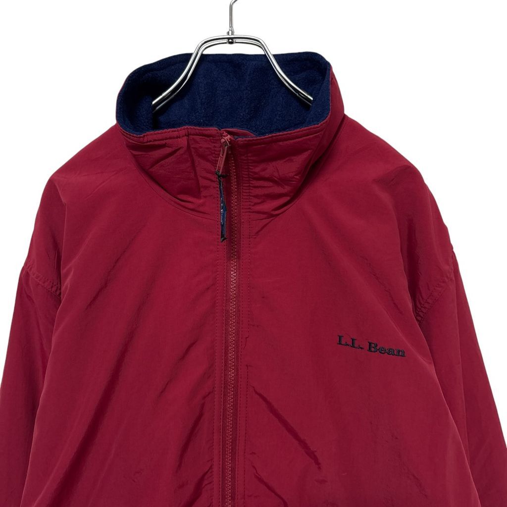 L.L.Bean ウォームアップジャケット ロゴ裏地 フリース レッド S 古着