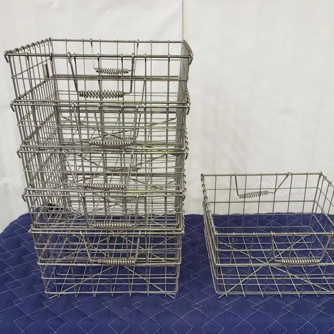 学校 給食かご 5個セット ステンレス アンティーク 昭和レトロ 収納