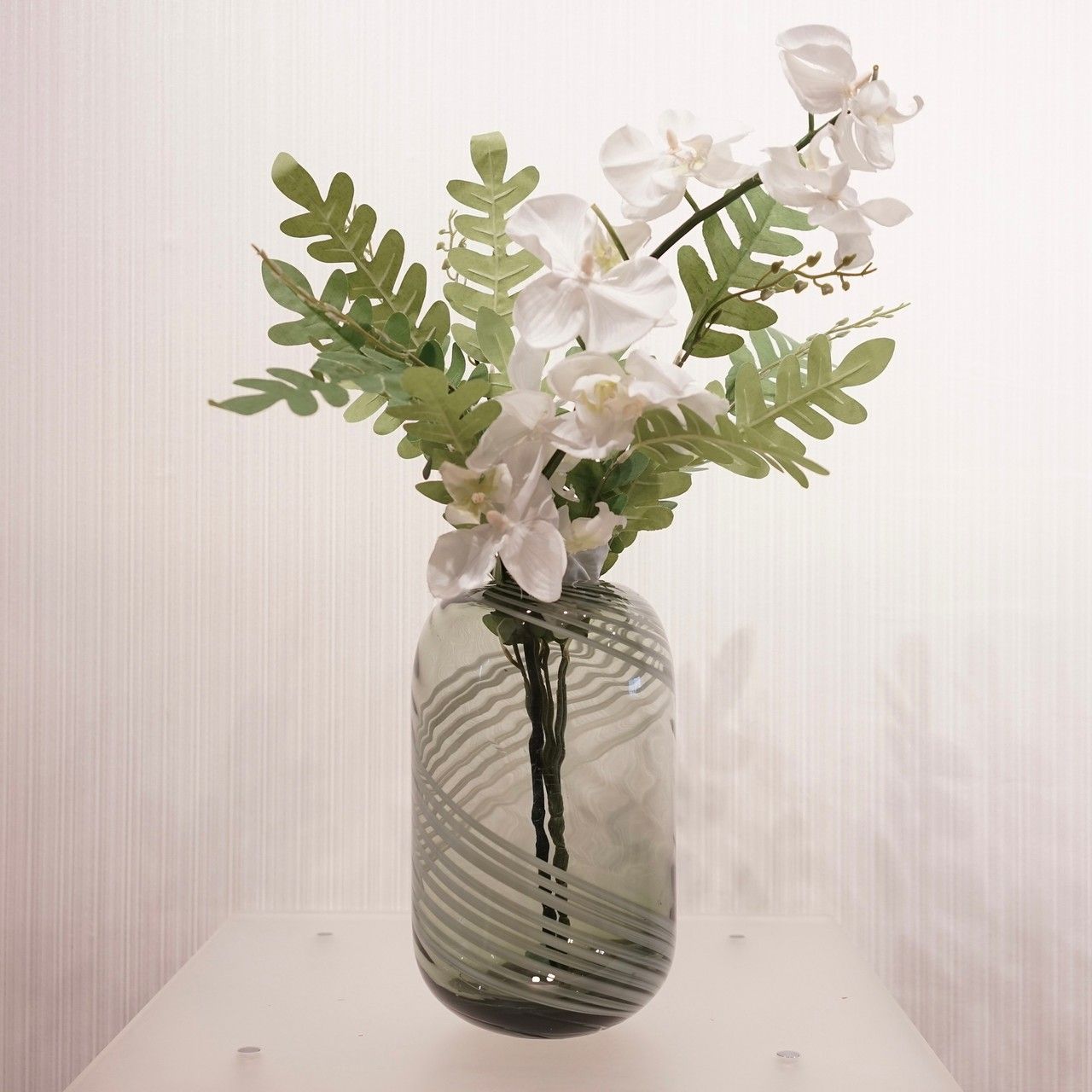 輸入品 フラワーベース 2個セット ガラス 造花付き モダン フラワーベース ガラス 造花付き 花瓶 花器 オブジェ 小物 雑貨