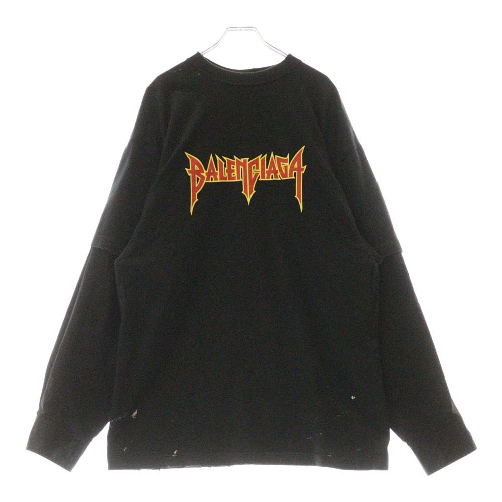 BALENCIAGA 22AW メタルロゴ シャツレイヤード カットソー