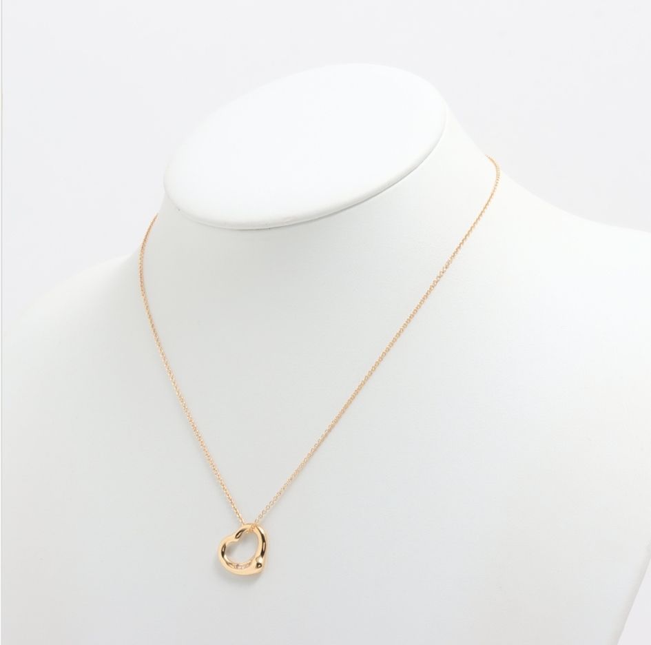 ティファニー オープンハート 5P ダイヤ ネックレス 750 YG 4.6g  