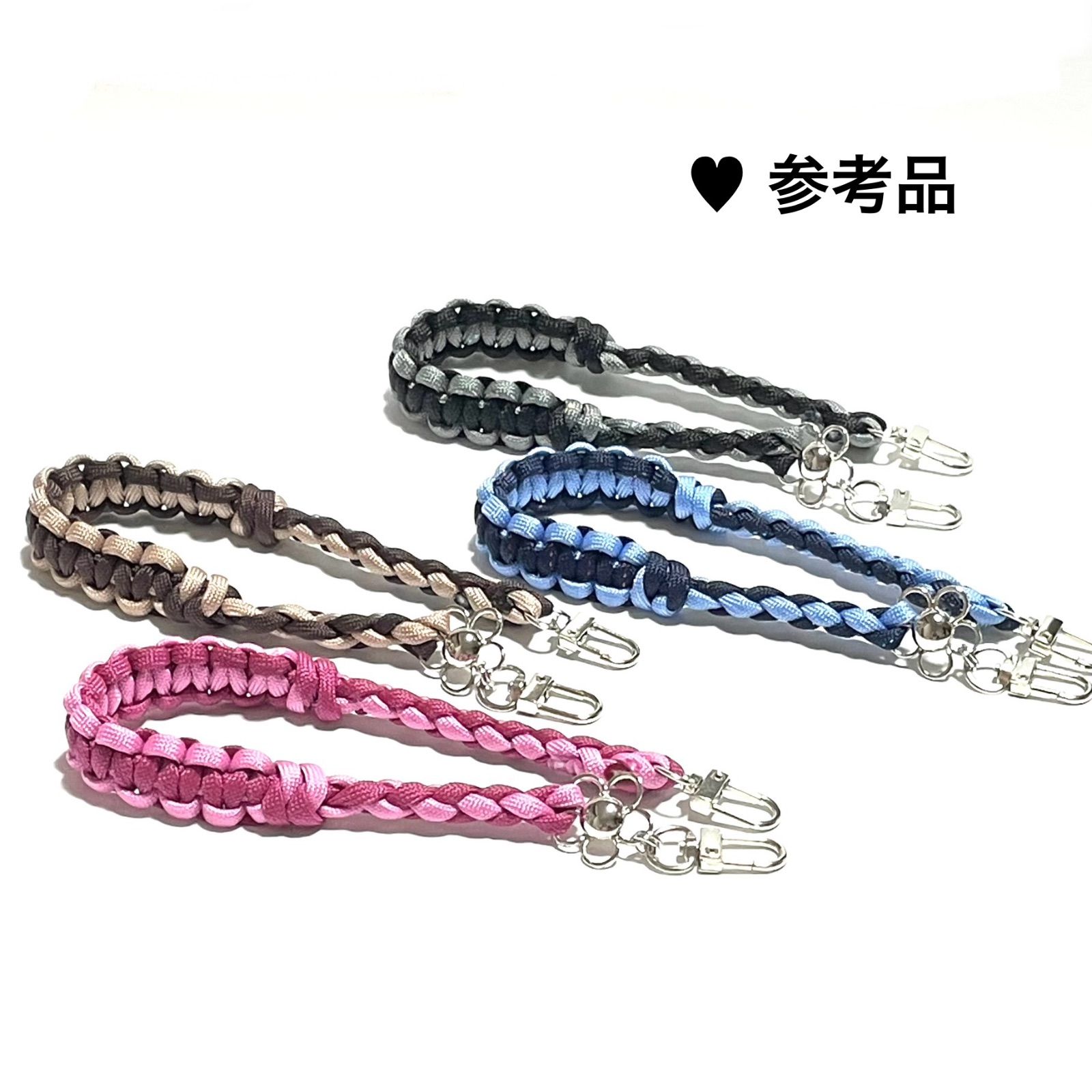 あや様 パラコード ハート編み スマホ ストラップ 花2付き フープキーホルダー あや様 パラコード ハート編み スマホ ストラップ 花2付き