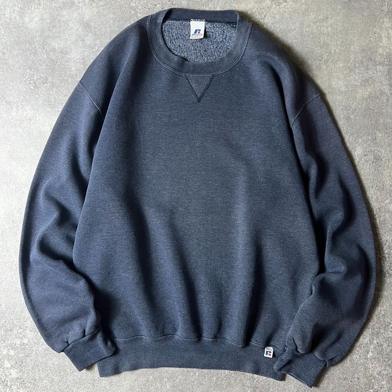 00s RUSSELL ATHLETIC 前V スウェット ブラック 90's RUSSELL ATHLETIC 前V 無地スウェット 黒 表記(M) USA製