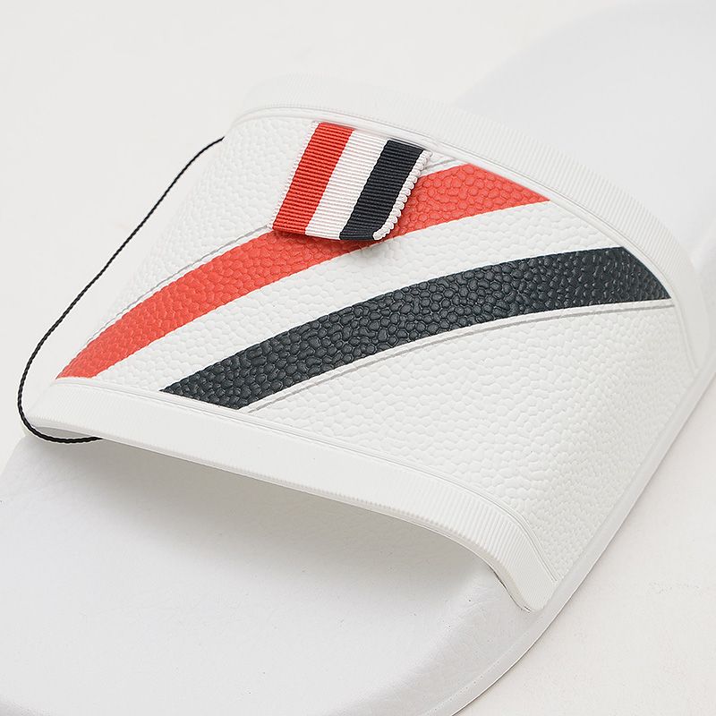 【THOM BROWNE】 リボン スライド サンダル 関税/送料込 トムブラウン プールスライド サンダル ホワイト メンズ 8サイズ