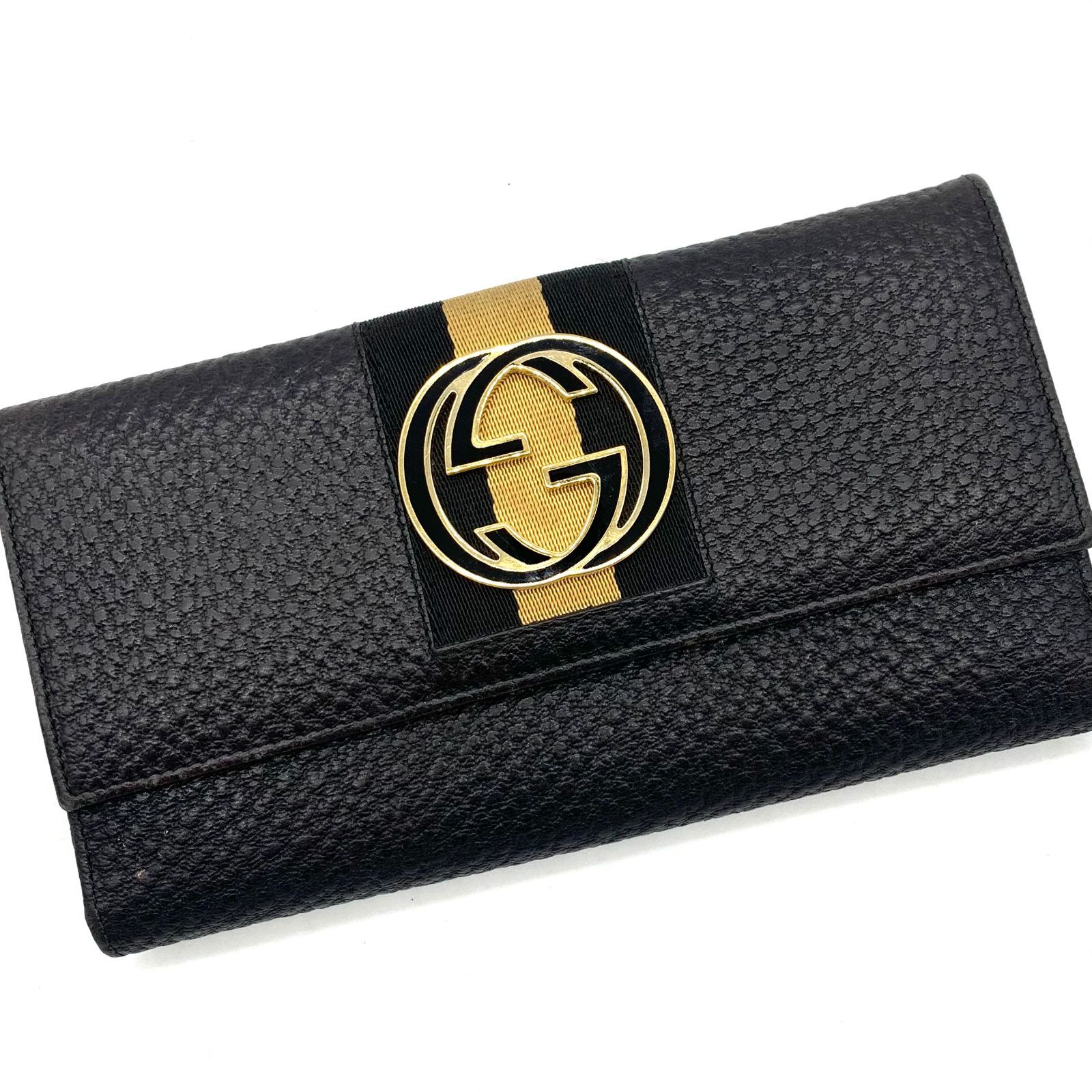 ▽GUCCI/グッチ Wホック長財布 インターロッキングG シェリー