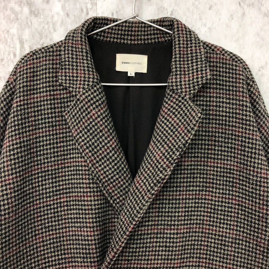 EMMA CLOTHES エマクローズ ビーバーメルトン オーバーサイズ ロングダブル チェスター コート グレー Lサイズ 〇
