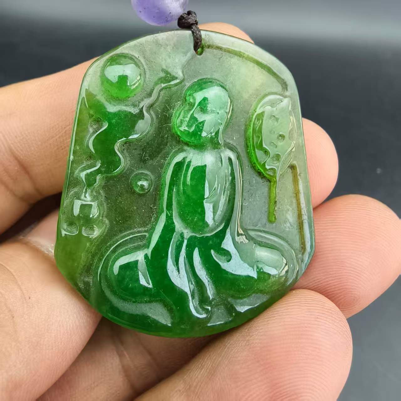 中国古美術.古玉老玉.コレクション.古代高氷満緑老翡翠.悟道玉牌