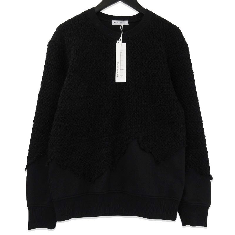 MAHITO MOTOYOSHI マヒトモトヨシ LOW GAUGE KNIT SWITCHING PULLOVER MD-PL7012 ブラック 黒 M 71012163