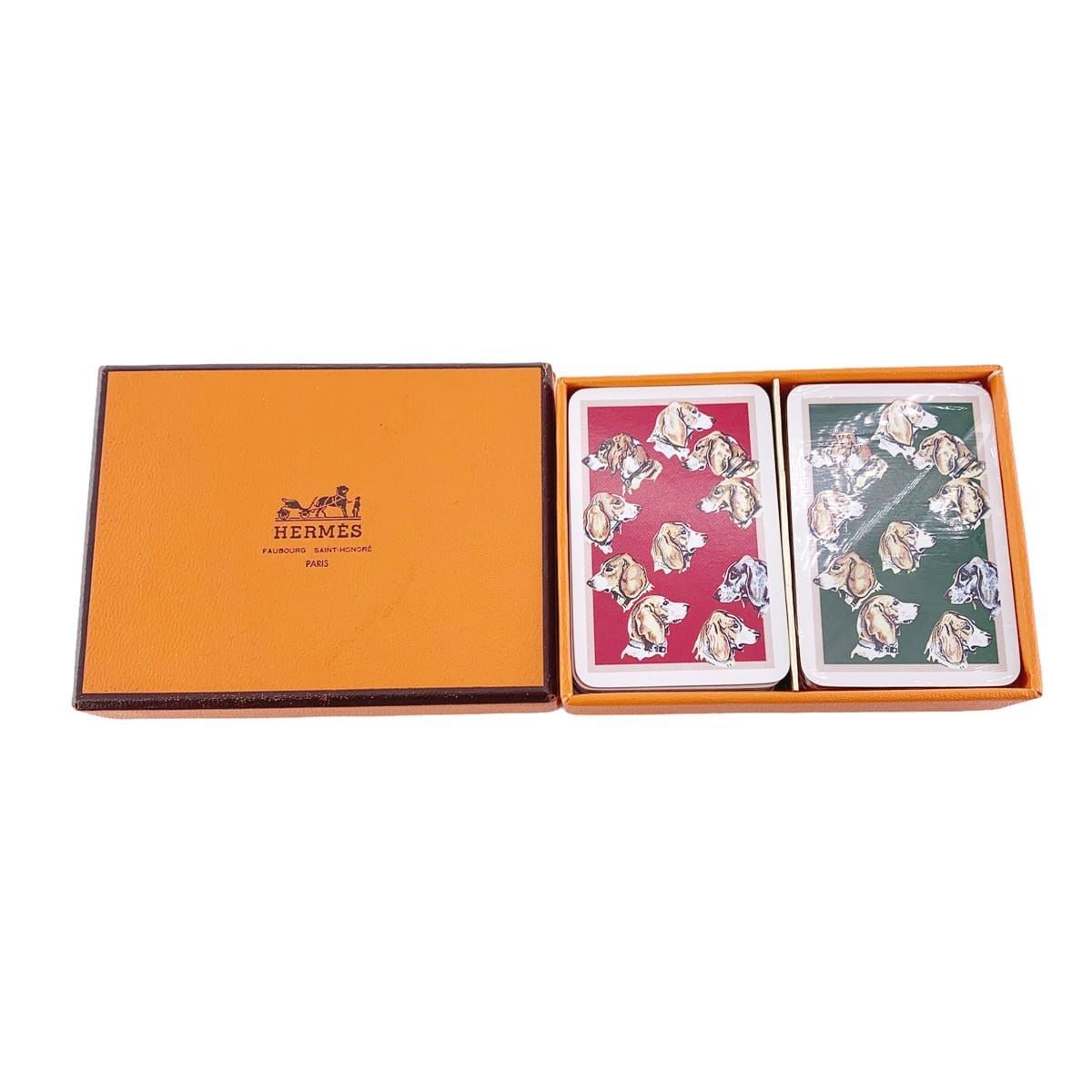 中古】 HERMES エルメス トランプ ミニトランプ 2点セツト 犬柄 中古】 HERMES エルメス トランプ ミニトランプ 2点セツト 犬柄