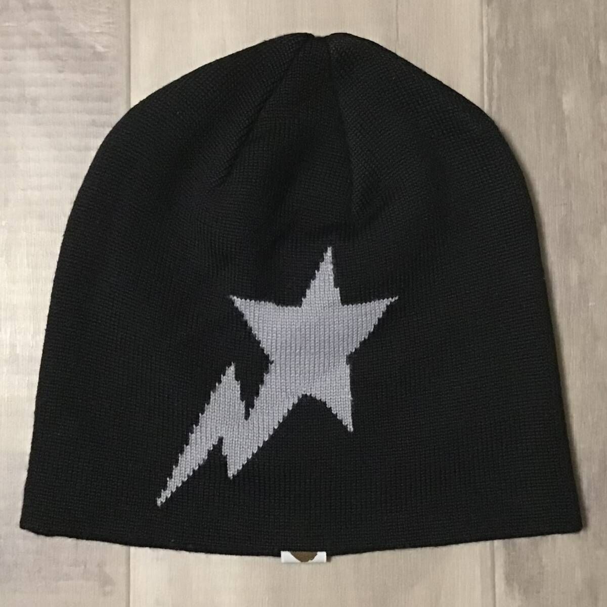 BAPESTA ニット帽 ビーニー black a bathing ape star BAPE STA