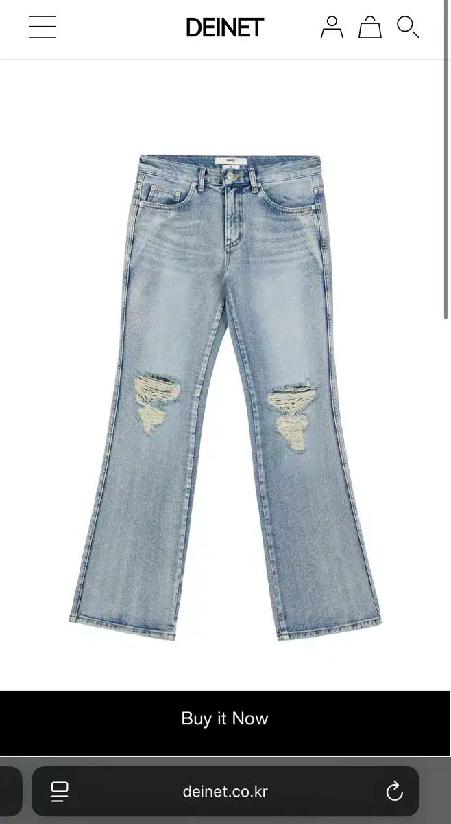 ディニット RIPPED DAMAGE BOOTS CUT DENIM IN BLU