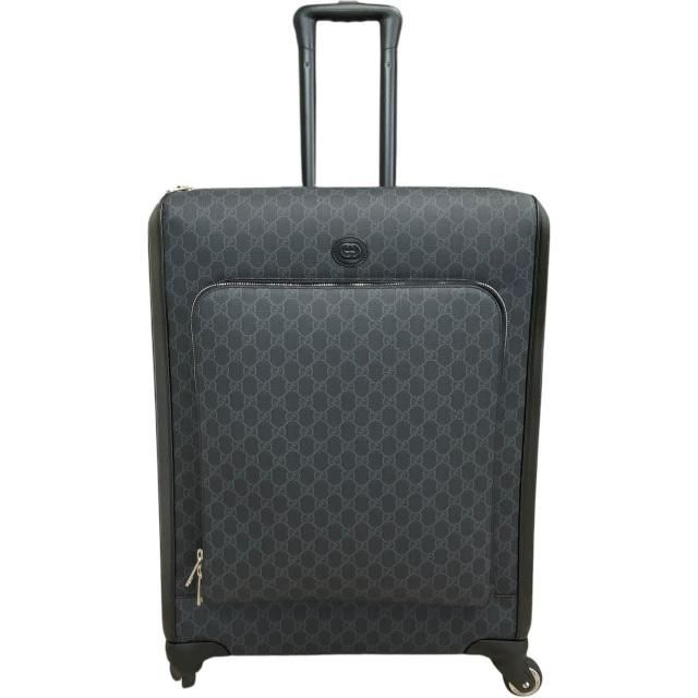 GUCCI グッチ 4290389 トロリーバッグ GGスプリーム キャリーケース トラベルバッグ レザー ブラック 4輪