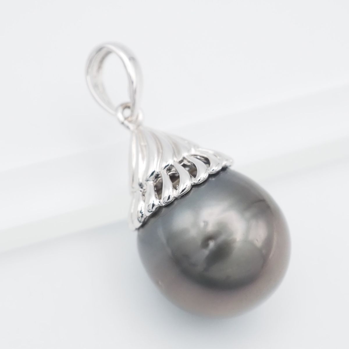 F461 黒蝶真珠 パール SV刻印 ペンダント トップ シルバー デザイン チャーム ヘッド 6月誕生石