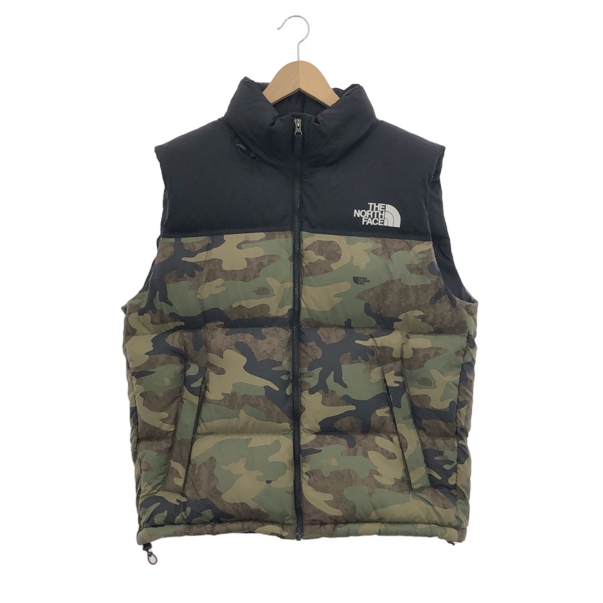 THE　NORTH　FACE　ザノースフェイス　ND92233　NOVELTY　NUPTSE　VEST　ノベルティー　ヌプシベスト　ダウンベスト　XLサイズ　カモ柄　カーキ/ブラック