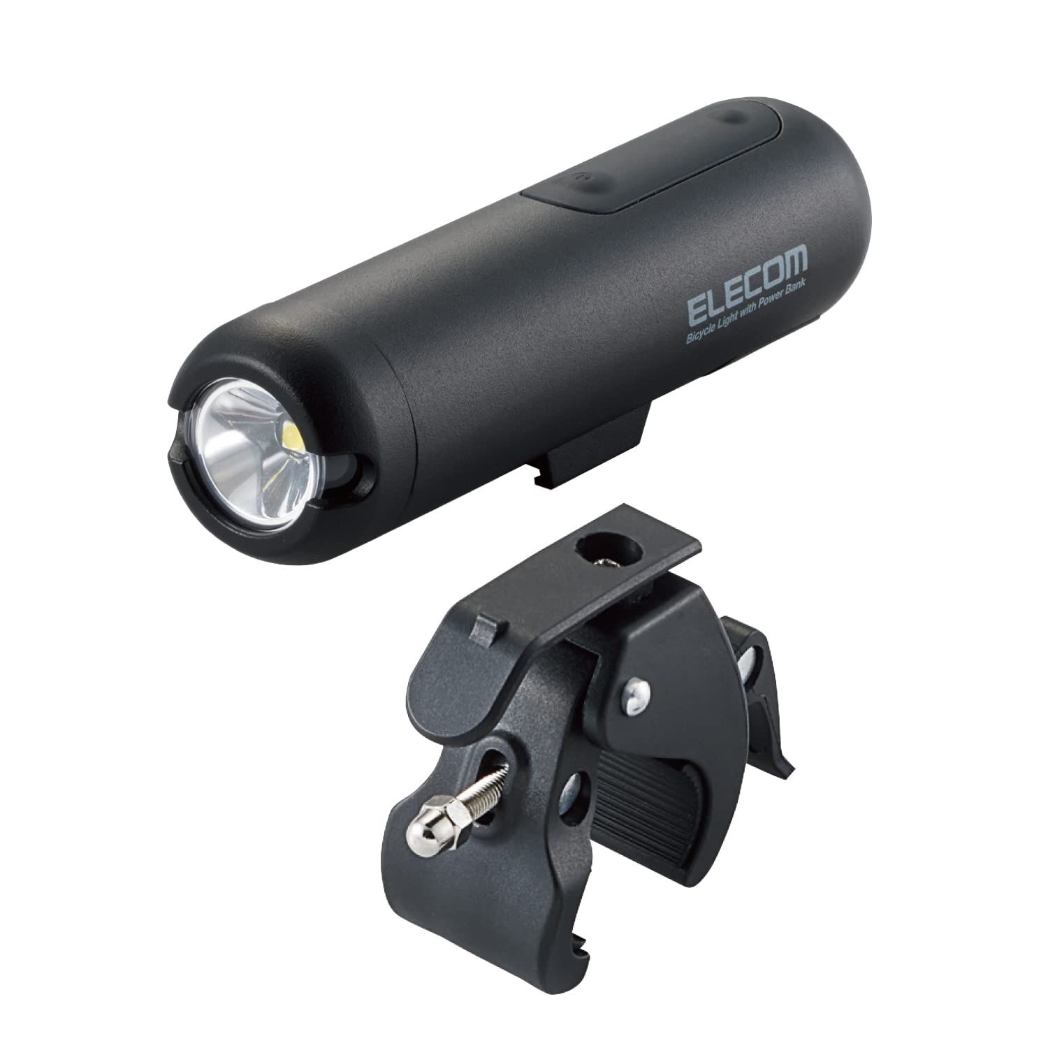 エレコム 自転車 用 ライト LED 400ルーメン 容量3350mAh USB充電式 防雨仕様 IPX5防水 モバイルバッテリー機能付き USB-A×1 色温度6500K (昼光色) 【 クロスバイク・ロ [ブラック] [400ルーメン] [1)ライ