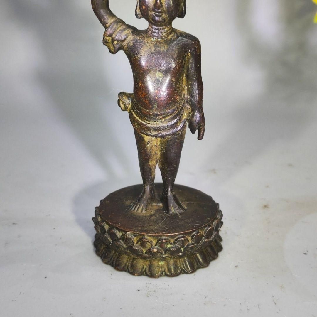仏教美術 釈迦牟尼太子仏像 天を問う唯我独尊 銅像 置物 - メルカリ