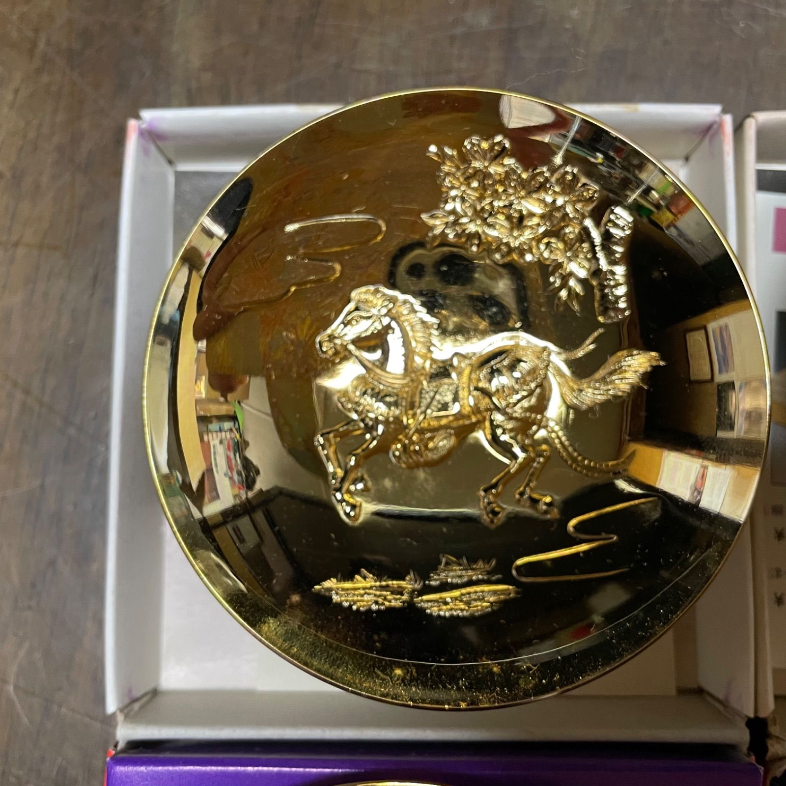 金盃 金杯 24K GP 6個セット 飾台6個付 十二支 いのしし いぬ