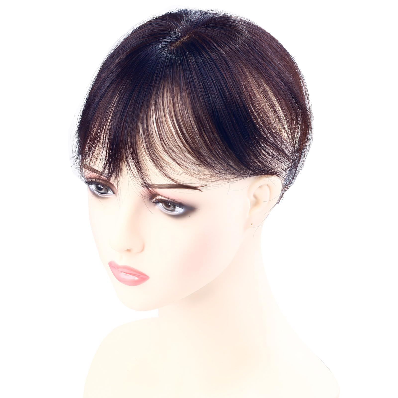 商品 増量 白髪隠し ぱっつんバング ヘアピース レディース 医療用 増毛 ボリュームアップ 自然色 分け目自由 人工頭皮 総手植え 薄地 超軽量 5×8cm 女性 頭頂部 部分ウィッグ 人毛 HIYE
