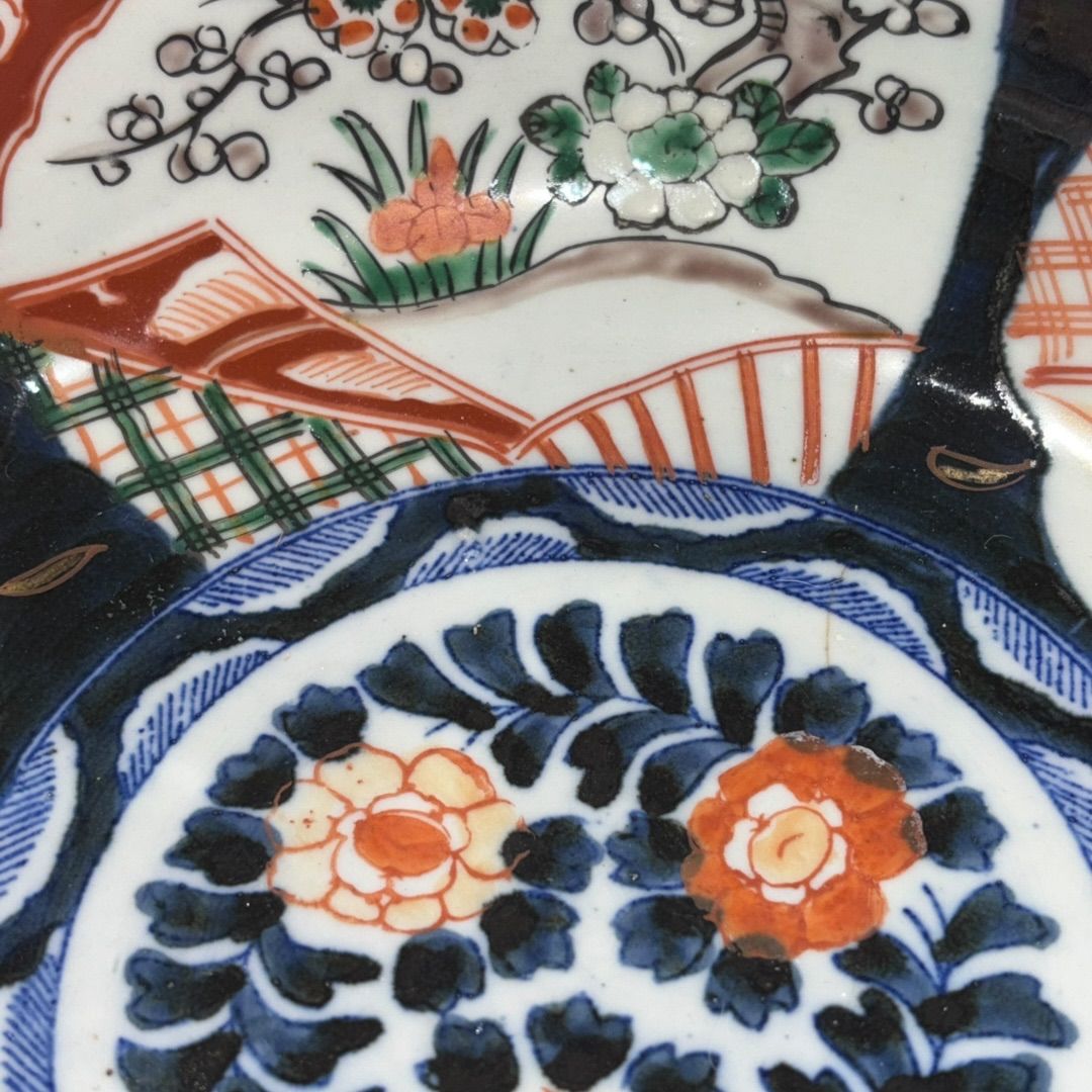 骨董　明治期伊万里焼二重高台色絵深鉢 骨董 明治期伊万里焼二重高台色絵深鉢