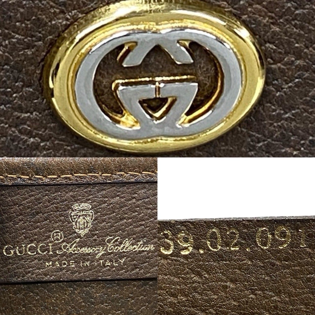 極 美品 GUCCI グッチ オールドグッチ シェリーライン GG ロゴ レザー