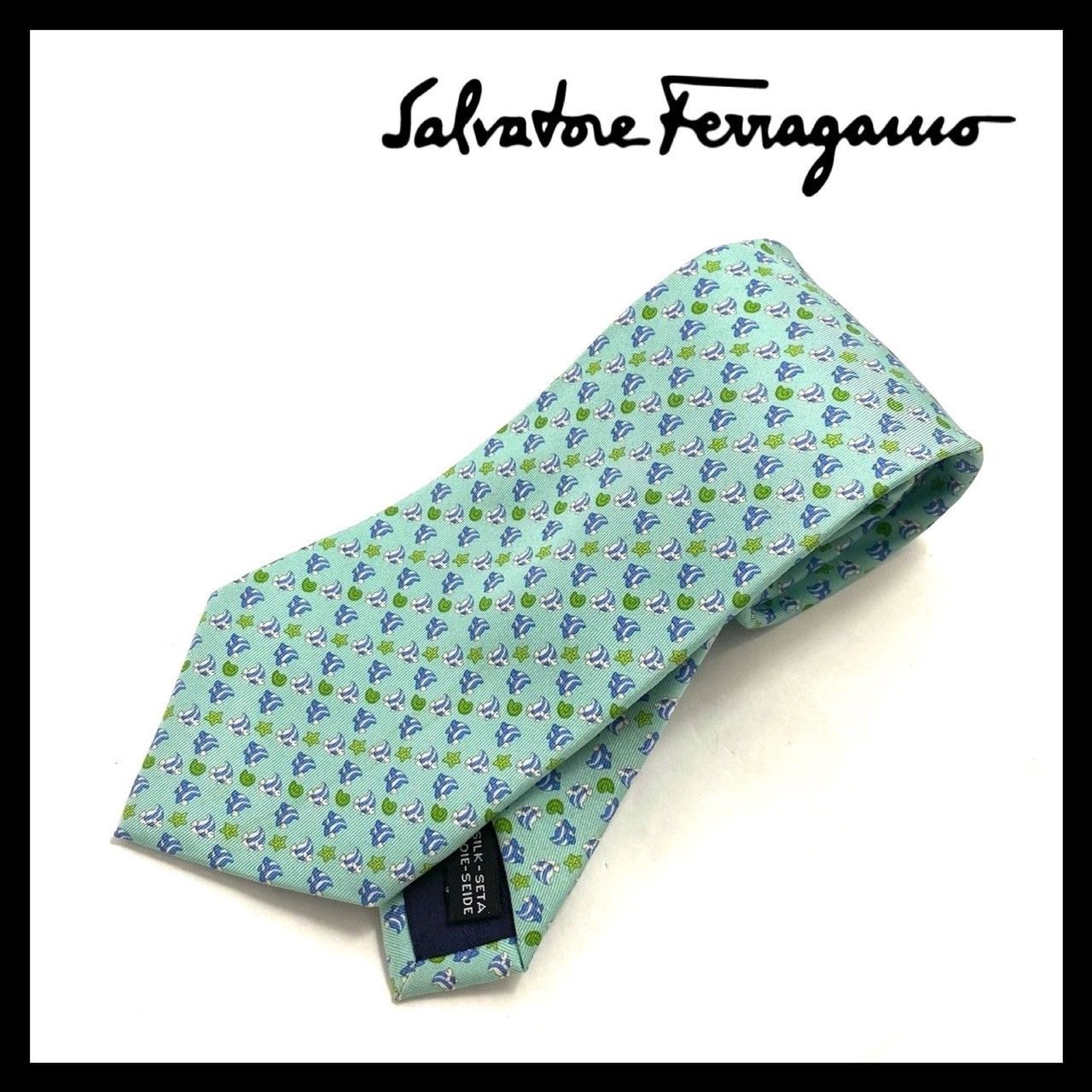 Ferragamo】ネクタイ SILK/シルク 100% ライトブルー/水色系
